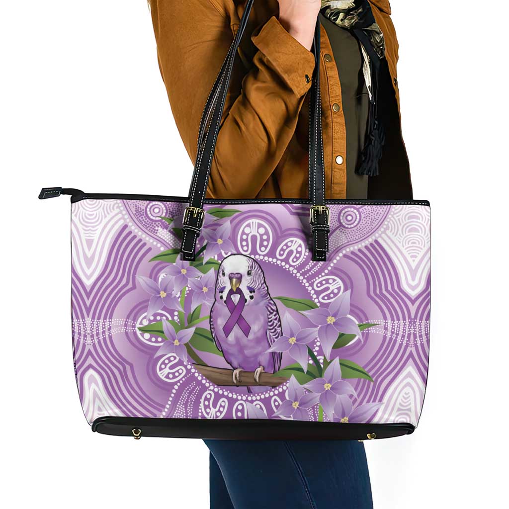 Epilepsy Awareness Budgerigar Australia Leather Tote Bag Budgie Purple Ribbon Boronia Aboriginal - Aussie Hoodie