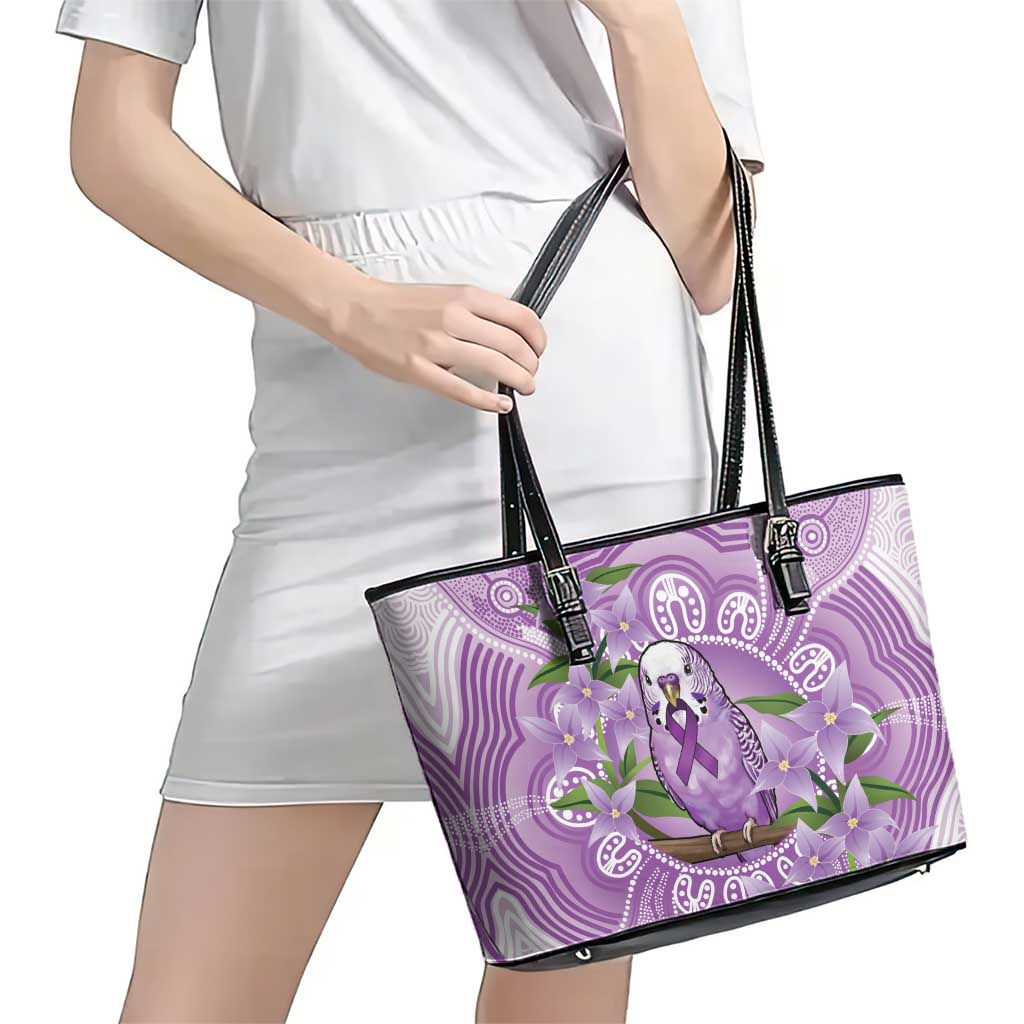 Epilepsy Awareness Budgerigar Australia Leather Tote Bag Budgie Purple Ribbon Boronia Aboriginal - Aussie Hoodie