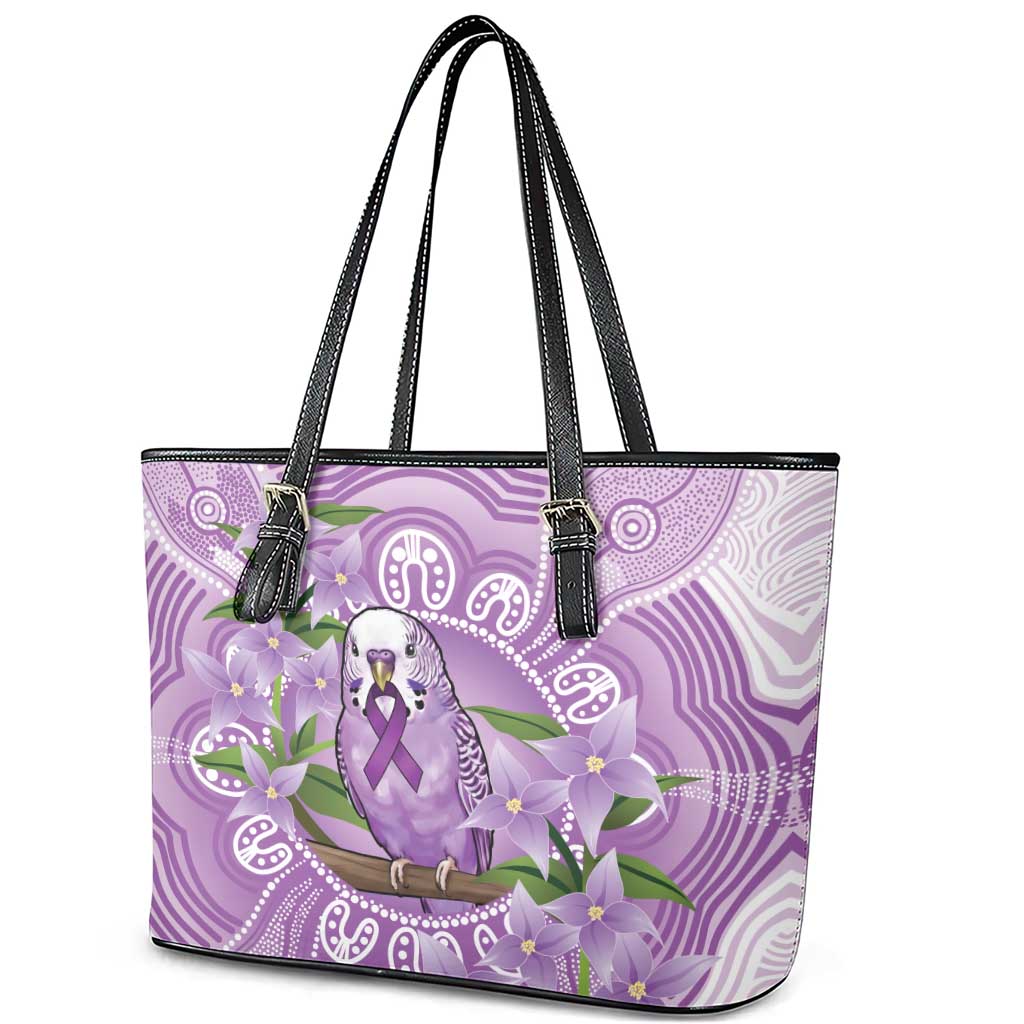 Epilepsy Awareness Budgerigar Australia Leather Tote Bag Budgie Purple Ribbon Boronia Aboriginal - Aussie Hoodie