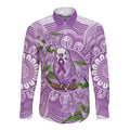 Epilepsy Awareness Budgerigar Australia Long Sleeve Button Shirt Budgie Purple Ribbon Boronia Aboriginal - Aussie Hoodie