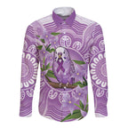 Epilepsy Awareness Budgerigar Australia Long Sleeve Button Shirt Budgie Purple Ribbon Boronia Aboriginal - Aussie Hoodie