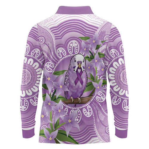 Epilepsy Awareness Budgerigar Australia Long Sleeve Polo Shirt Budgie Purple Ribbon Boronia Aboriginal - Aussie Hoodie