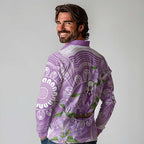 Epilepsy Awareness Budgerigar Australia Long Sleeve Polo Shirt Budgie Purple Ribbon Boronia Aboriginal - Aussie Hoodie