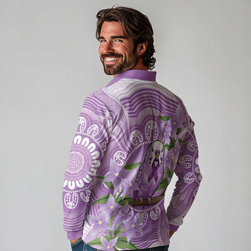 Epilepsy Awareness Budgerigar Australia Long Sleeve Polo Shirt Budgie Purple Ribbon Boronia Aboriginal - Aussie Hoodie