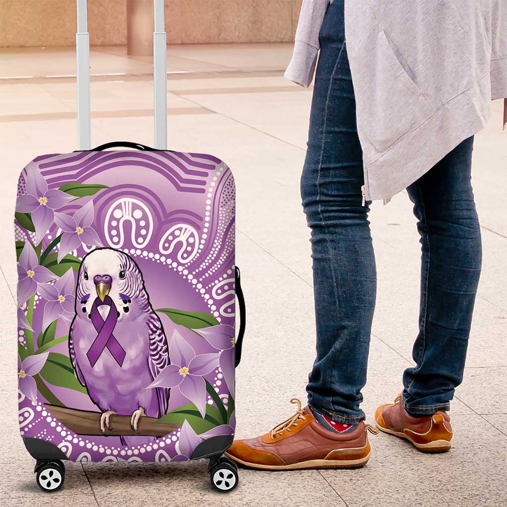 Epilepsy Awareness Budgerigar Australia Luggage Cover Budgie Purple Ribbon Boronia Aboriginal - Aussie Hoodie