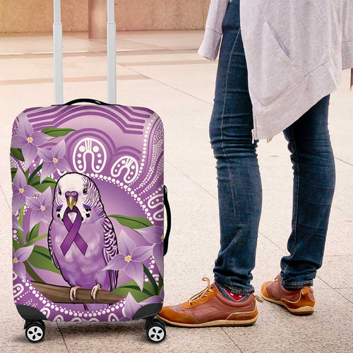 Epilepsy Awareness Budgerigar Australia Luggage Cover Budgie Purple Ribbon Boronia Aboriginal - Aussie Hoodie