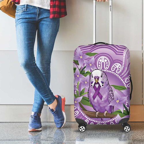 Epilepsy Awareness Budgerigar Australia Luggage Cover Budgie Purple Ribbon Boronia Aboriginal - Aussie Hoodie