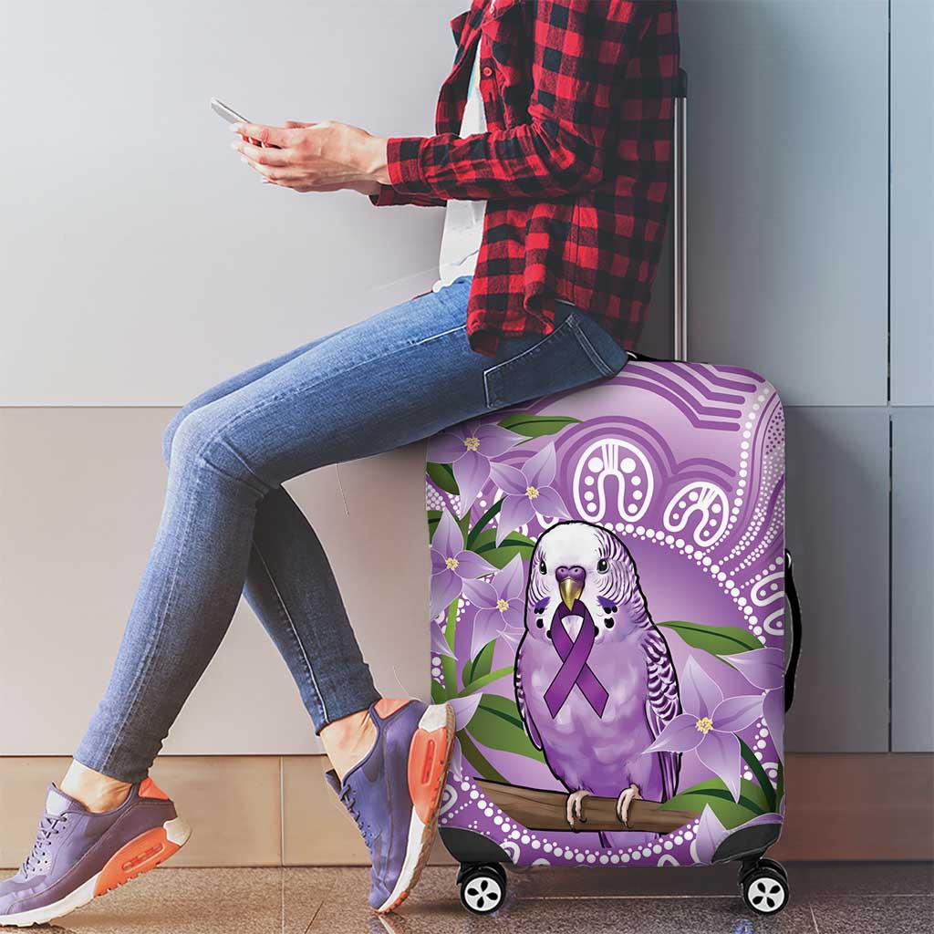 Epilepsy Awareness Budgerigar Australia Luggage Cover Budgie Purple Ribbon Boronia Aboriginal - Aussie Hoodie