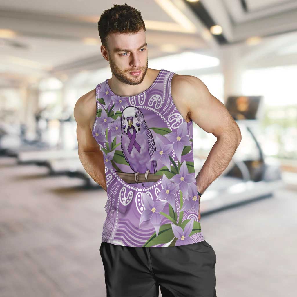 Epilepsy Awareness Budgerigar Australia Men Tank Top Budgie Purple Ribbon Boronia Aboriginal - Aussie Hoodie