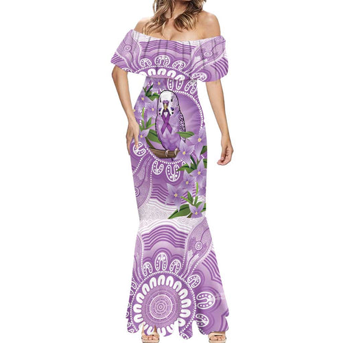 Epilepsy Awareness Budgerigar Australia Mermaid Dress Budgie Purple Ribbon Boronia Aboriginal - Aussie Hoodie