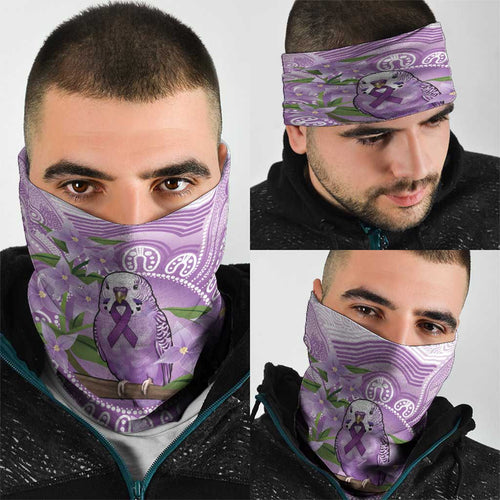 Epilepsy Awareness Budgerigar Australia Neck Gaiter Budgie Purple Ribbon Boronia Aboriginal - Aussie Hoodie