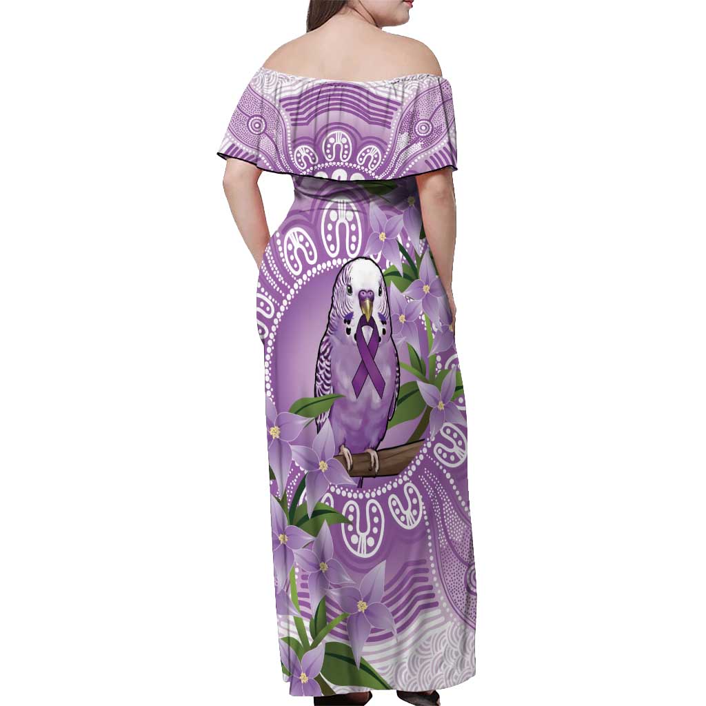 Epilepsy Awareness Budgerigar Australia Off Shoulder Maxi Dress Budgie Purple Ribbon Boronia Aboriginal - Aussie Hoodie