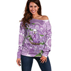 Epilepsy Awareness Budgerigar Australia Off Shoulder Sweater Budgie Purple Ribbon Boronia Aboriginal - Aussie Hoodie