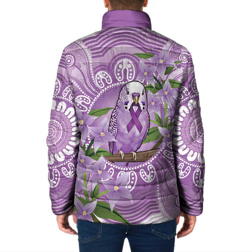 Epilepsy Awareness Budgerigar Australia Padded Jacket Budgie Purple Ribbon Boronia Aboriginal - Aussie Hoodie
