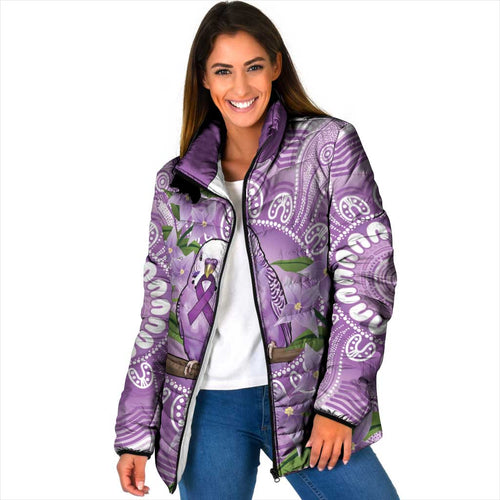 Epilepsy Awareness Budgerigar Australia Padded Jacket Budgie Purple Ribbon Boronia Aboriginal - Aussie Hoodie