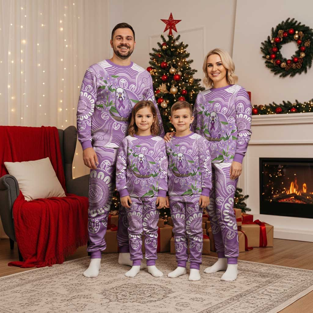 Epilepsy Awareness Budgerigar Australia Christmas Pajama Set Budgie Purple Ribbon Boronia Aboriginal - Aussie Hoodie