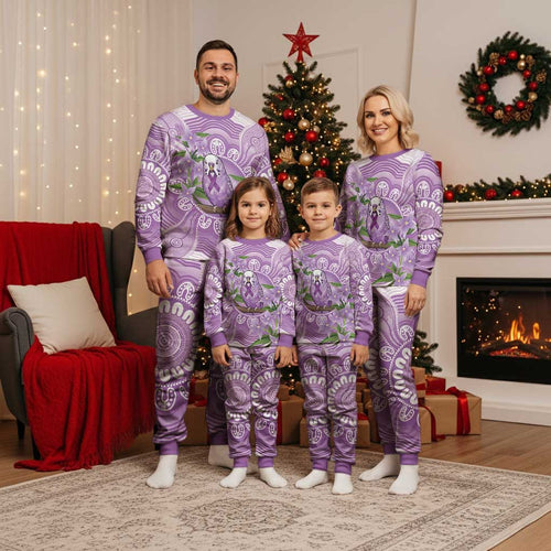 Epilepsy Awareness Budgerigar Australia Christmas Pajama Set Budgie Purple Ribbon Boronia Aboriginal - Aussie Hoodie