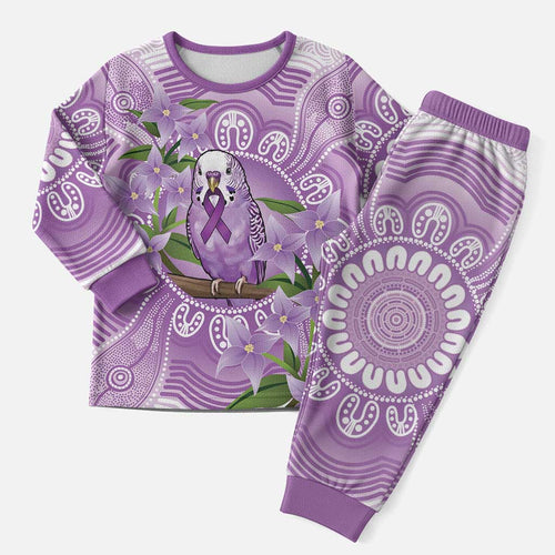 Epilepsy Awareness Budgerigar Australia Christmas Pajama Set Budgie Purple Ribbon Boronia Aboriginal - Aussie Hoodie