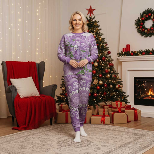 Epilepsy Awareness Budgerigar Australia Christmas Pajama Set Budgie Purple Ribbon Boronia Aboriginal - Aussie Hoodie
