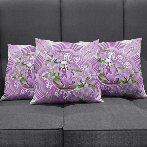 Epilepsy Awareness Budgerigar Australia Pillow Cover Budgie Purple Ribbon Boronia Aboriginal - Aussie Hoodie
