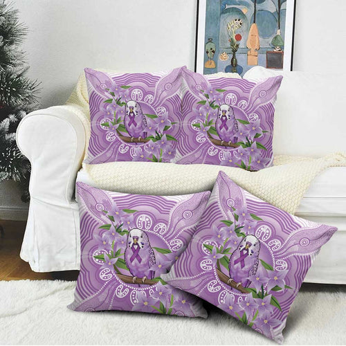 Epilepsy Awareness Budgerigar Australia Pillow Cover Budgie Purple Ribbon Boronia Aboriginal - Aussie Hoodie