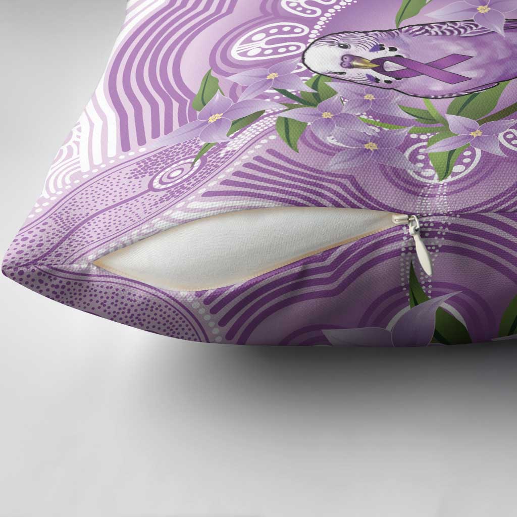 Epilepsy Awareness Budgerigar Australia Pillow Cover Budgie Purple Ribbon Boronia Aboriginal - Aussie Hoodie