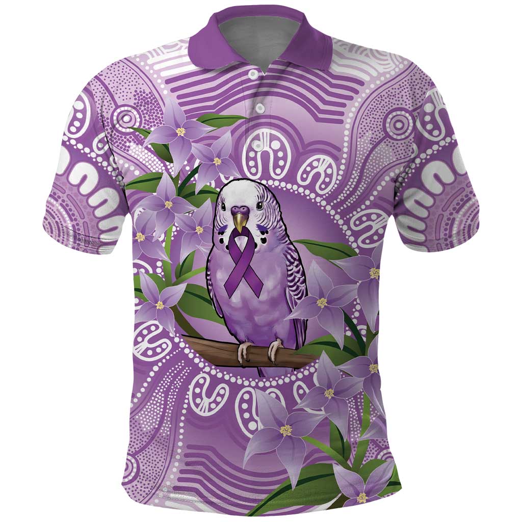 Epilepsy Awareness Budgerigar Australia Polo Shirt Budgie Purple Ribbon Boronia Aboriginal - Aussie Hoodie