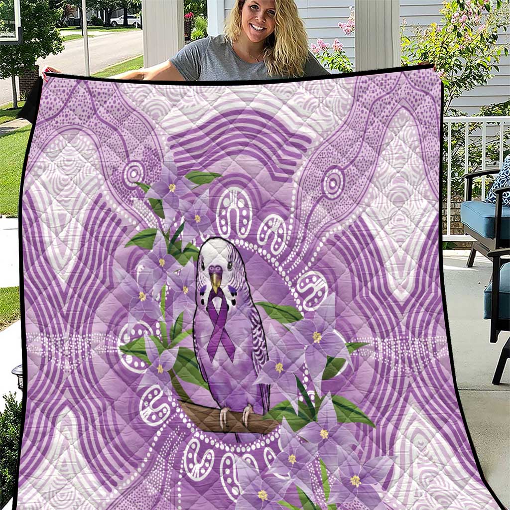 Epilepsy Awareness Budgerigar Australia Quilt Budgie Purple Ribbon Boronia Aboriginal - Aussie Hoodie