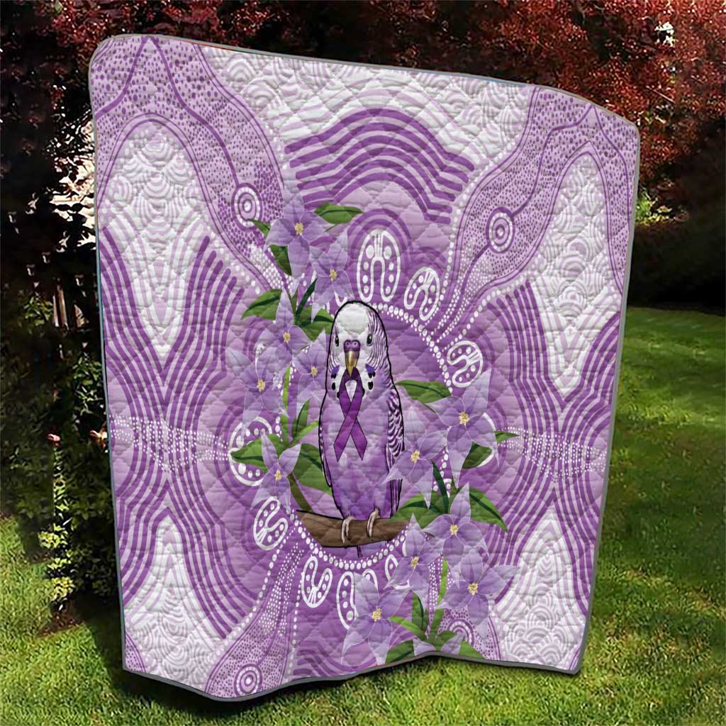 Epilepsy Awareness Budgerigar Australia Quilt Budgie Purple Ribbon Boronia Aboriginal - Aussie Hoodie