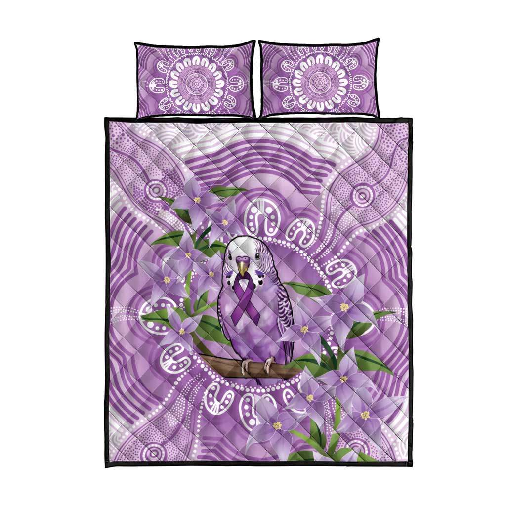Epilepsy Awareness Budgerigar Australia Quilt Bed Set Budgie Purple Ribbon Boronia Aboriginal - Aussie Hoodie