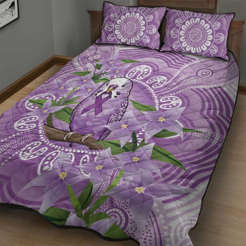 Epilepsy Awareness Budgerigar Australia Quilt Bed Set Budgie Purple Ribbon Boronia Aboriginal - Aussie Hoodie
