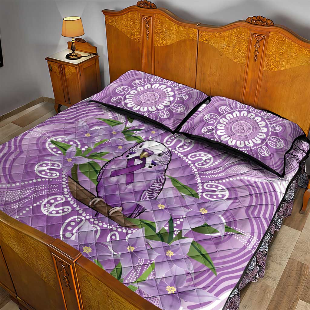Epilepsy Awareness Budgerigar Australia Quilt Bed Set Budgie Purple Ribbon Boronia Aboriginal - Aussie Hoodie