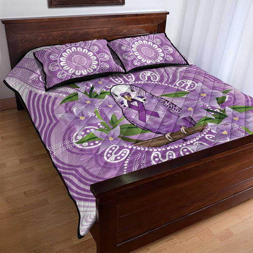 Epilepsy Awareness Budgerigar Australia Quilt Bed Set Budgie Purple Ribbon Boronia Aboriginal - Aussie Hoodie