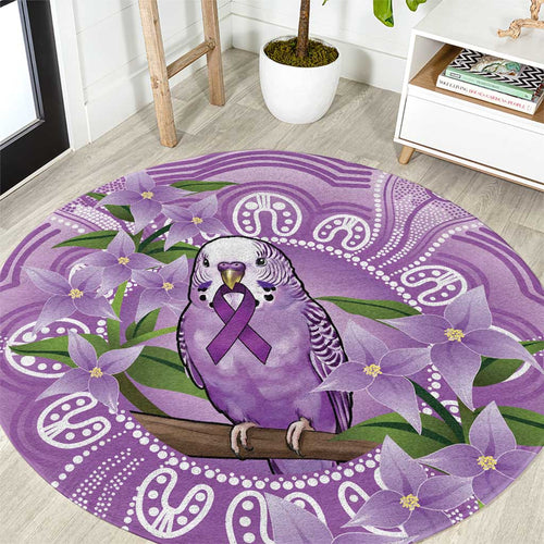Epilepsy Awareness Budgerigar Australia Round Carpet Budgie Purple Ribbon Boronia Aboriginal - Aussie Hoodie