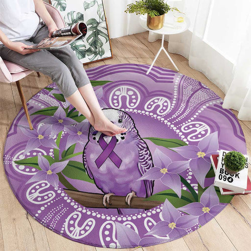 Epilepsy Awareness Budgerigar Australia Round Carpet Budgie Purple Ribbon Boronia Aboriginal - Aussie Hoodie