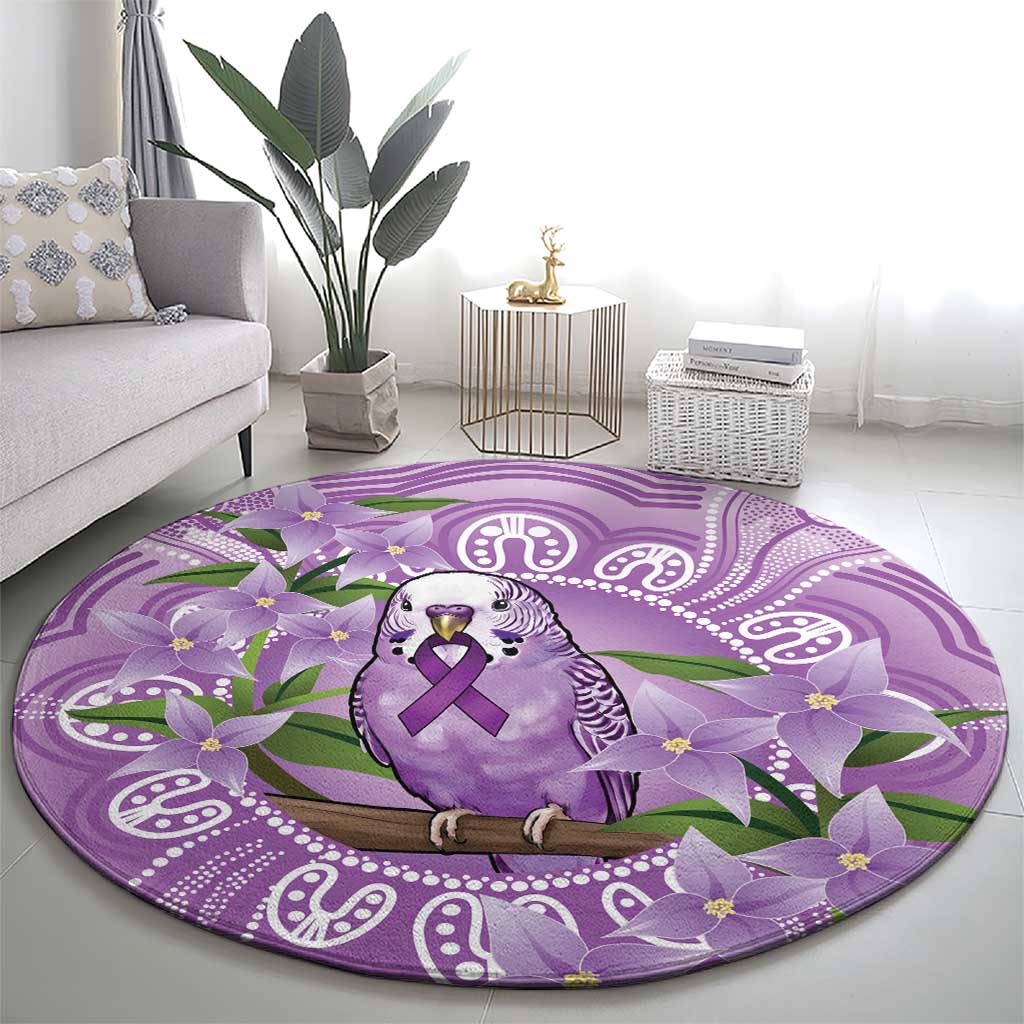 Epilepsy Awareness Budgerigar Australia Round Carpet Budgie Purple Ribbon Boronia Aboriginal - Aussie Hoodie