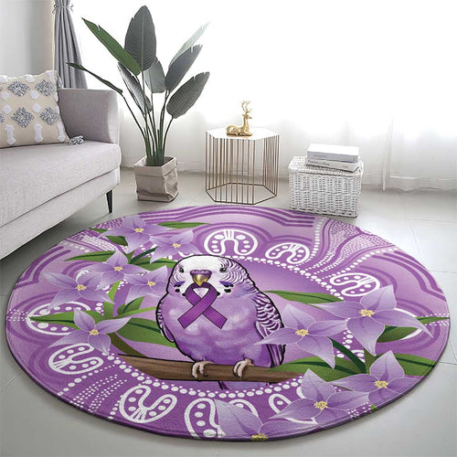 Epilepsy Awareness Budgerigar Australia Round Carpet Budgie Purple Ribbon Boronia Aboriginal - Aussie Hoodie