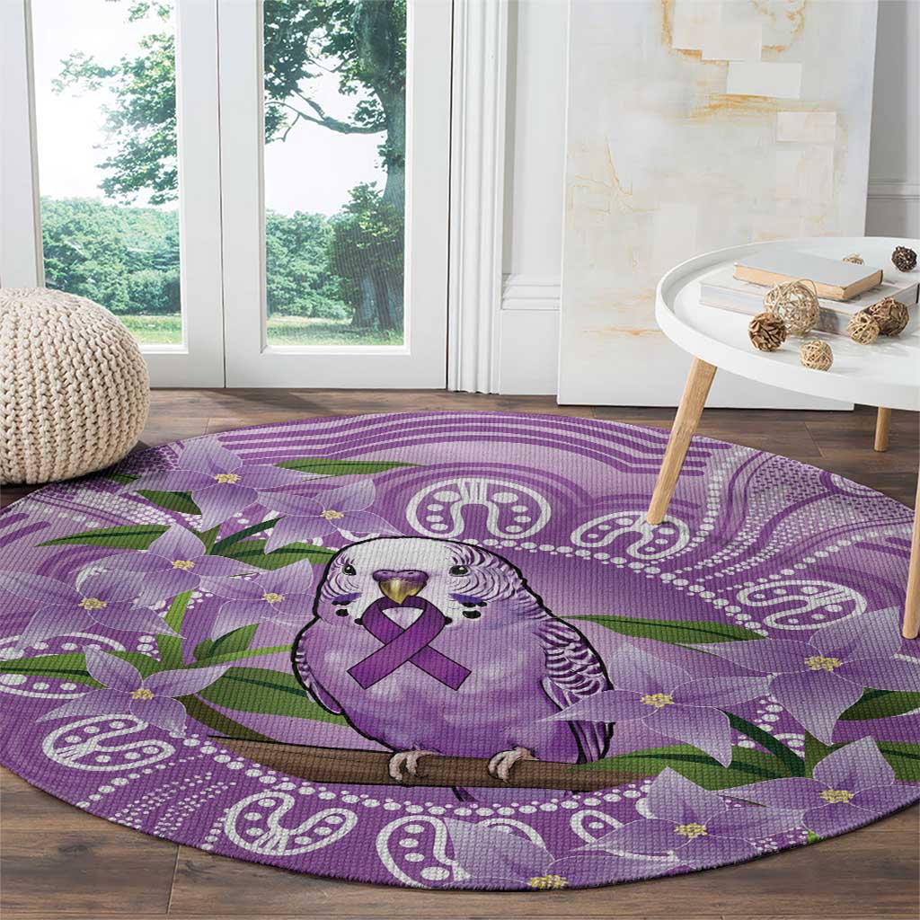 Epilepsy Awareness Budgerigar Australia Round Carpet Budgie Purple Ribbon Boronia Aboriginal - Aussie Hoodie