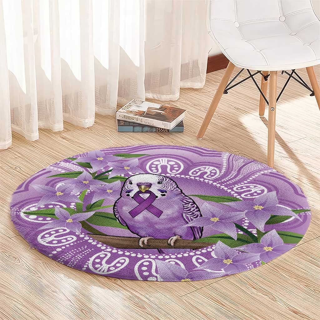 Epilepsy Awareness Budgerigar Australia Round Carpet Budgie Purple Ribbon Boronia Aboriginal - Aussie Hoodie