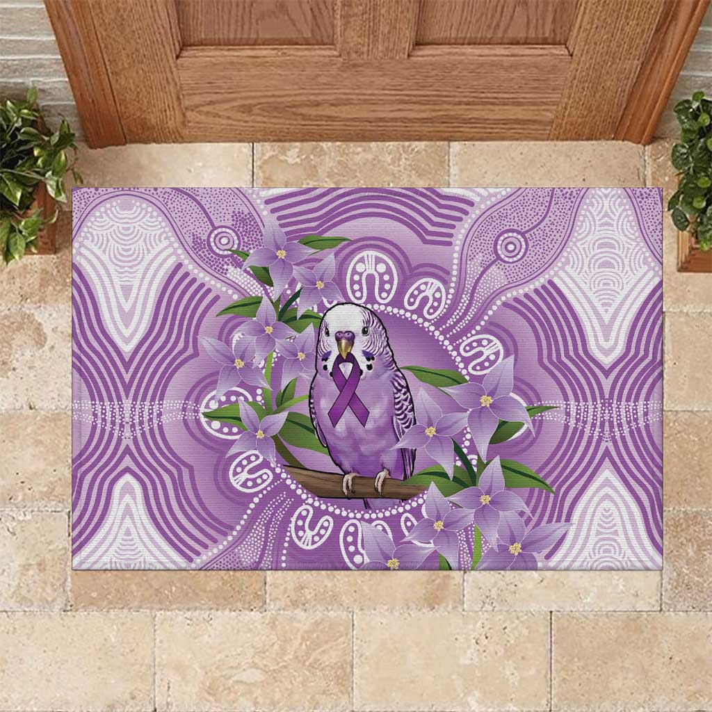 Epilepsy Awareness Budgerigar Australia Rubber Doormat Budgie Purple Ribbon Boronia Aboriginal - Aussie Hoodie