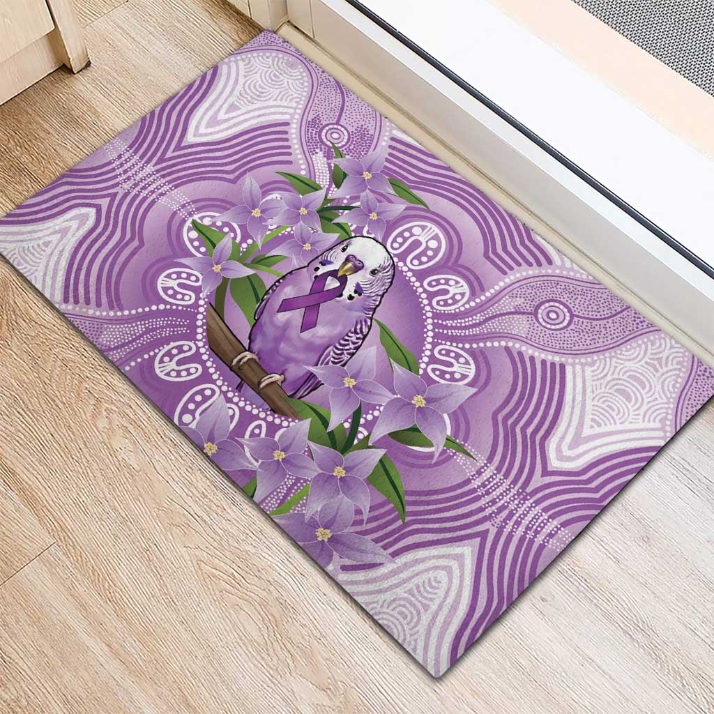 Epilepsy Awareness Budgerigar Australia Rubber Doormat Budgie Purple Ribbon Boronia Aboriginal - Aussie Hoodie