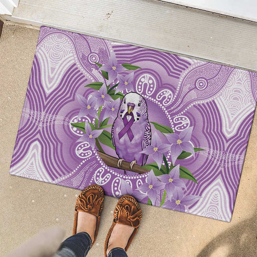 Epilepsy Awareness Budgerigar Australia Rubber Doormat Budgie Purple Ribbon Boronia Aboriginal - Aussie Hoodie