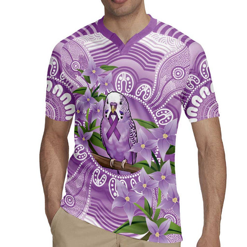 Epilepsy Awareness Budgerigar Australia Rugby Jersey Budgie Purple Ribbon Boronia Aboriginal - Aussie Hoodie