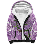 Epilepsy Awareness Budgerigar Australia Sherpa Hoodie Budgie Purple Ribbon Boronia Aboriginal - Aussie Hoodie