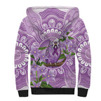 Epilepsy Awareness Budgerigar Australia Sherpa Hoodie Budgie Purple Ribbon Boronia Aboriginal - Aussie Hoodie