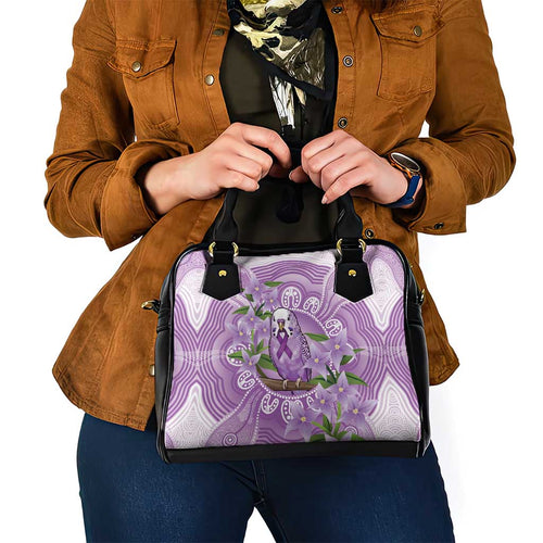 Epilepsy Awareness Budgerigar Australia Shoulder Handbag Budgie Purple Ribbon Boronia Aboriginal - Aussie Hoodie