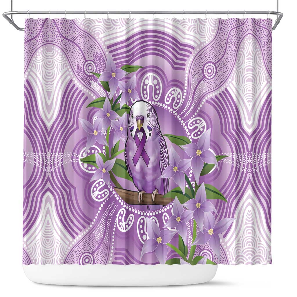 Epilepsy Awareness Budgerigar Australia Shower Curtain Budgie Purple Ribbon Boronia Aboriginal - Aussie Hoodie