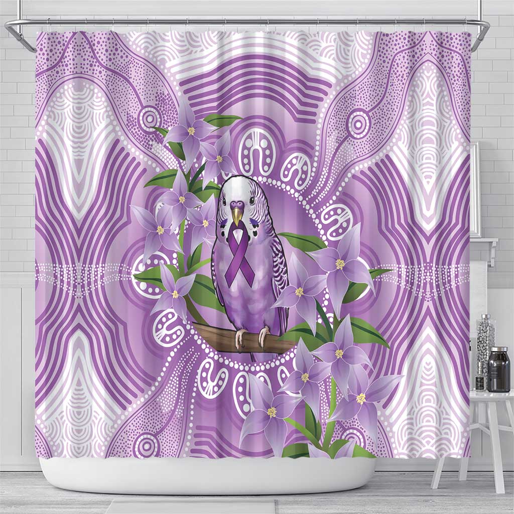 Epilepsy Awareness Budgerigar Australia Shower Curtain Budgie Purple Ribbon Boronia Aboriginal - Aussie Hoodie