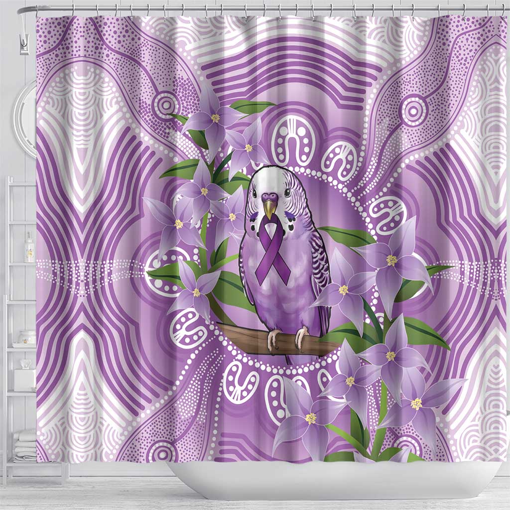 Epilepsy Awareness Budgerigar Australia Shower Curtain Budgie Purple Ribbon Boronia Aboriginal - Aussie Hoodie