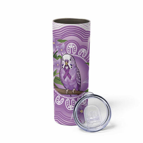 Epilepsy Awareness Budgerigar Australia Skinny Tumbler Budgie Purple Ribbon Boronia Aboriginal - Aussie Hoodie